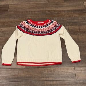 Hanna Andersson Red White Blue Fair Isle Holiday Sweater Kids Sz 12